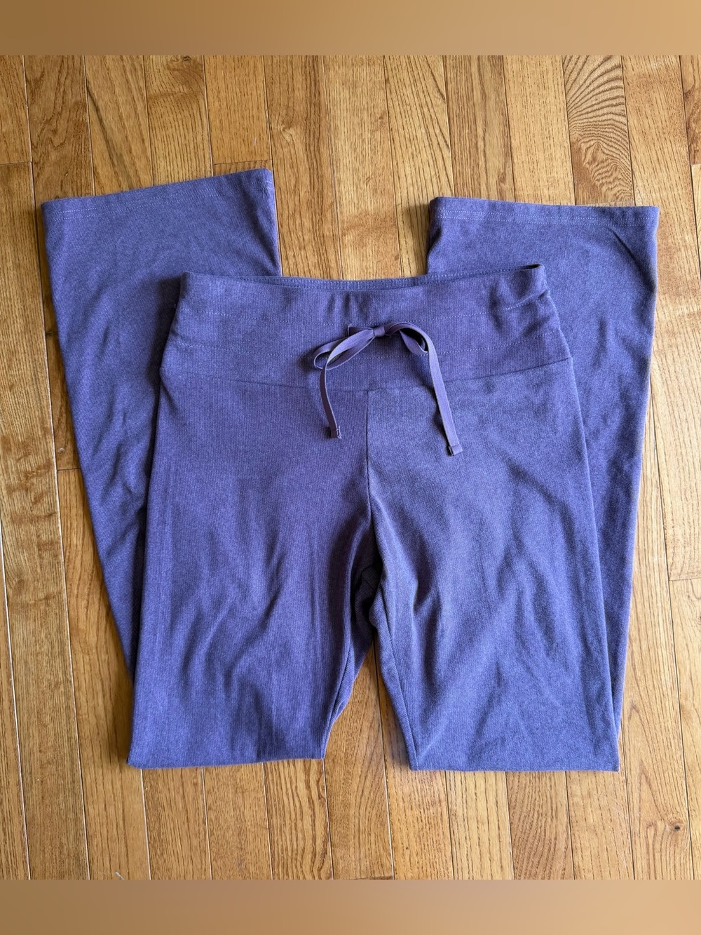 ebb & flow athleisure Heather Plum Purple Flare Leg Pants Drawstring Waist M